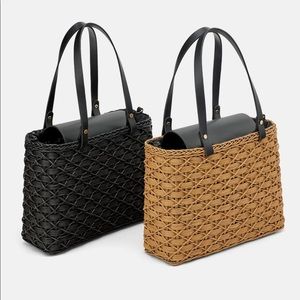 NWT’S Natural Basket Bag Black Color only available